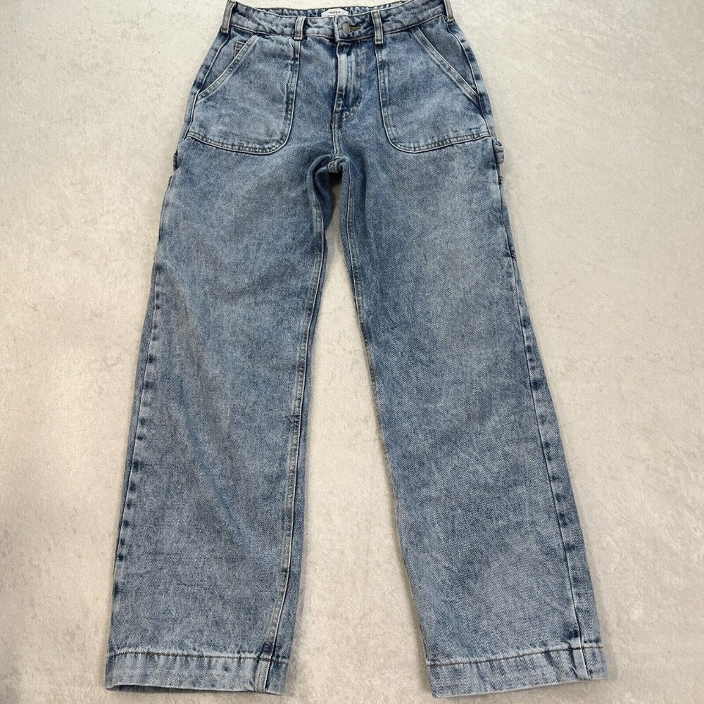 FOREVER 21 Jeans Wide Leg Baggy Womens 27 High Rise Carpenter Urban Streetwear